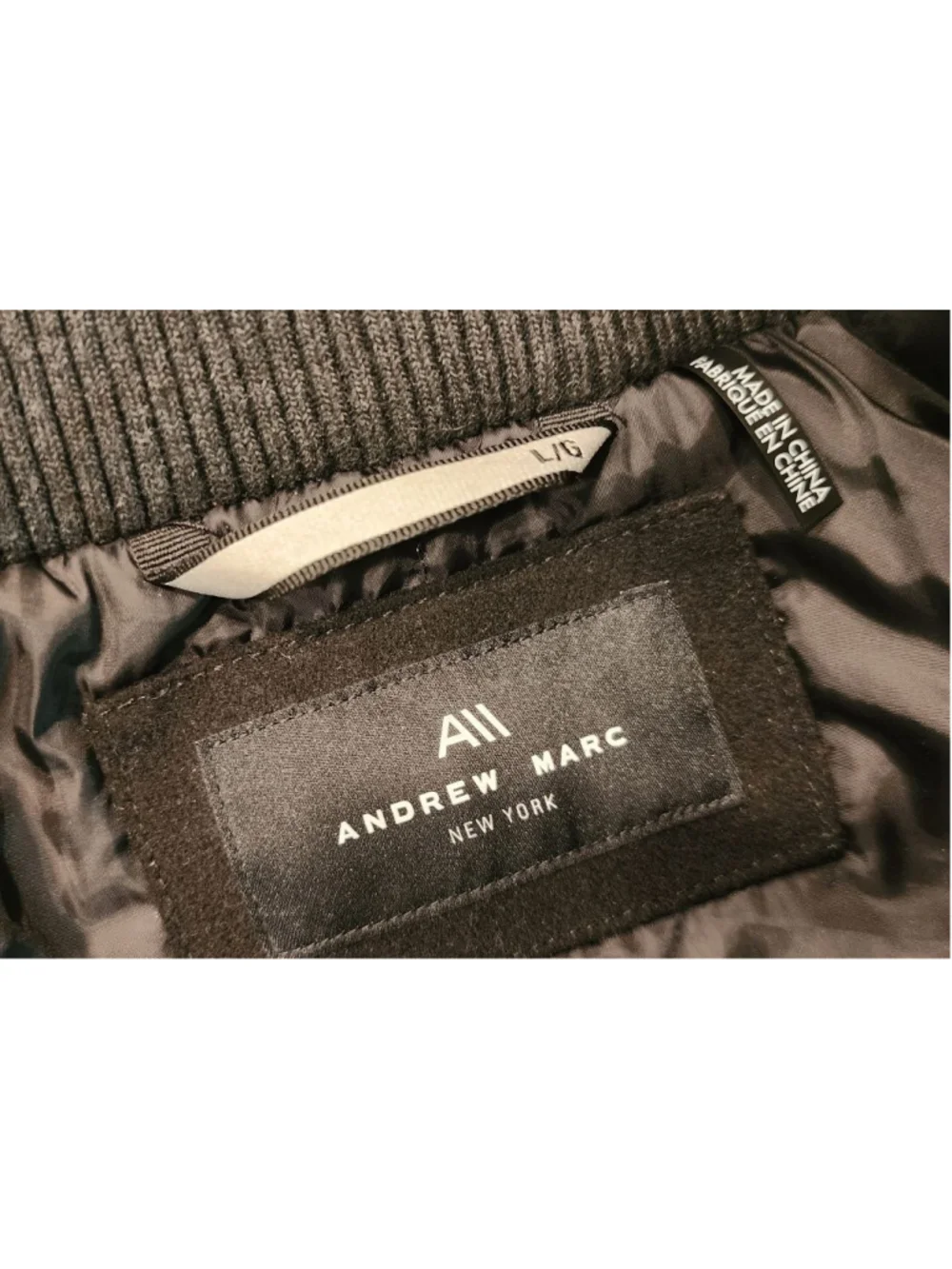 ANDREW MARC New York Men's Black Wool Blend Car Coat Jacket L Full Zip Button